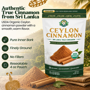True Ceylon Cinnamon Powder from Sri Lanka 4 oz, Pure USDA Organic