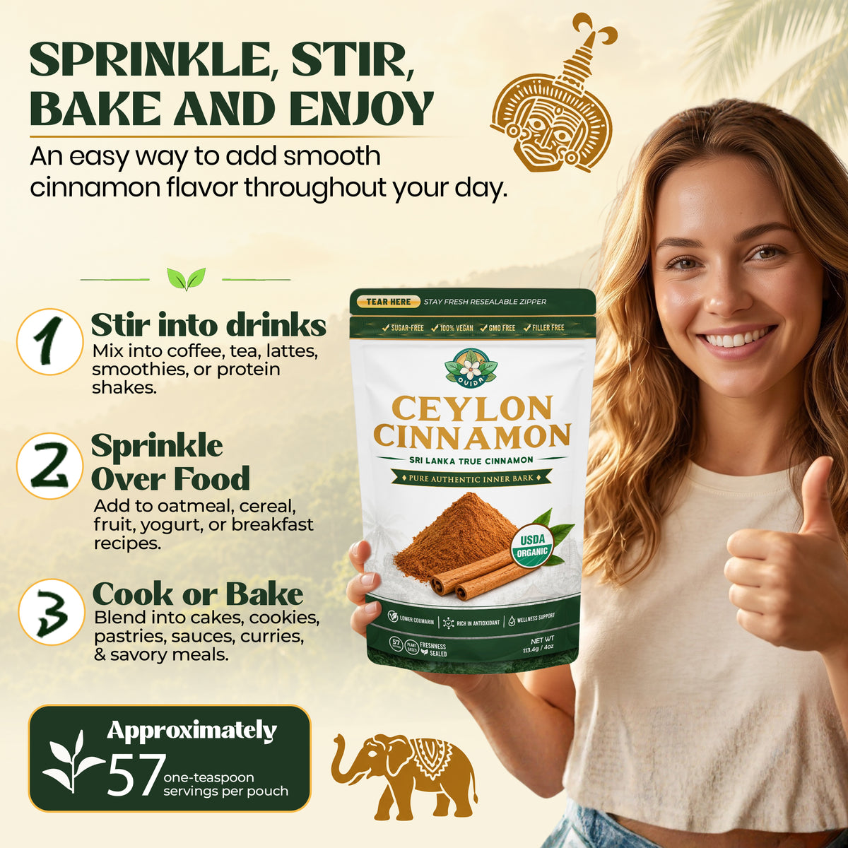 True Ceylon Cinnamon Powder from Sri Lanka 4 oz, Pure USDA Organic
