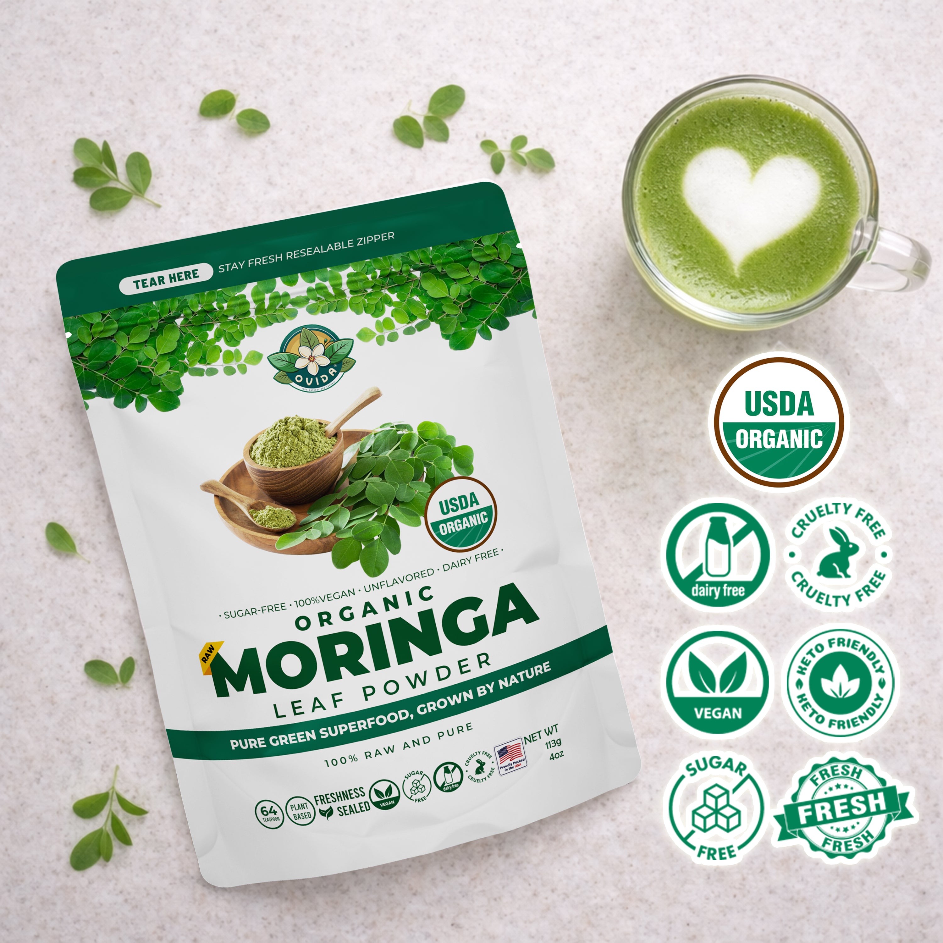 ORGANIC MORINGA LEAF POWDER 4 oz