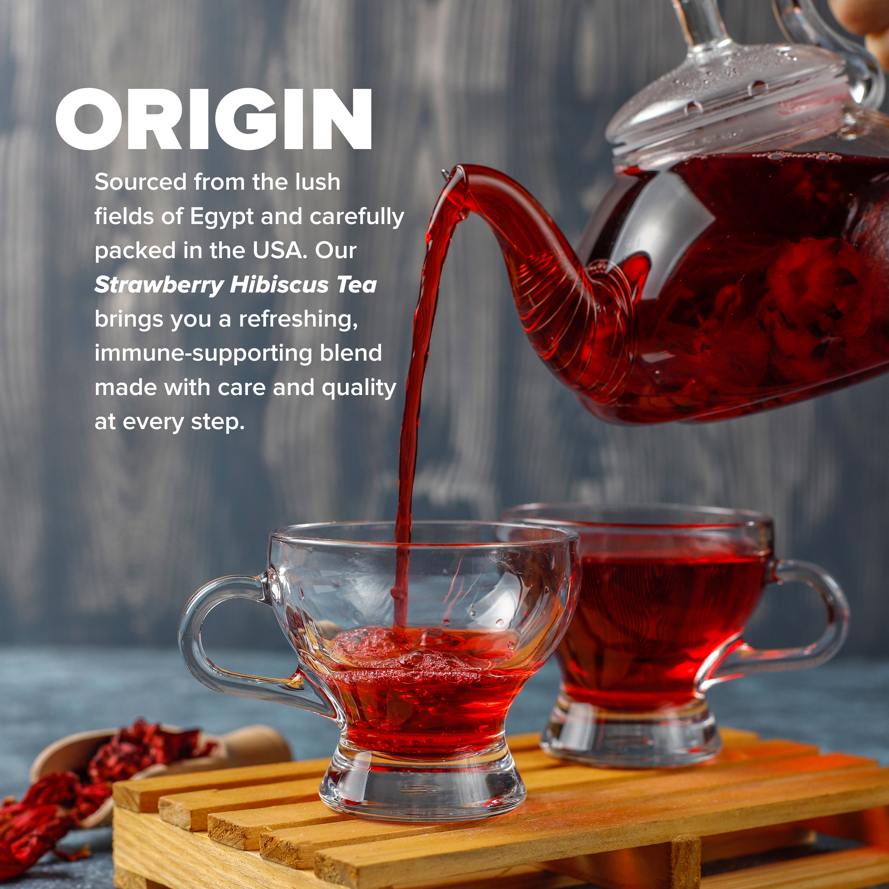 STRAWBERRY HIBISCUS TEA ( Supports Immunity ) 3 OZ