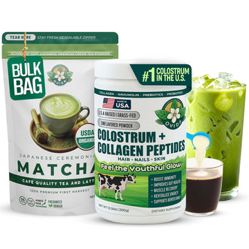 Organic Ceremonial Matcha + Colostrum & Collagen Peptides Bundle | Japanese Matcha Powder & Wellness Support